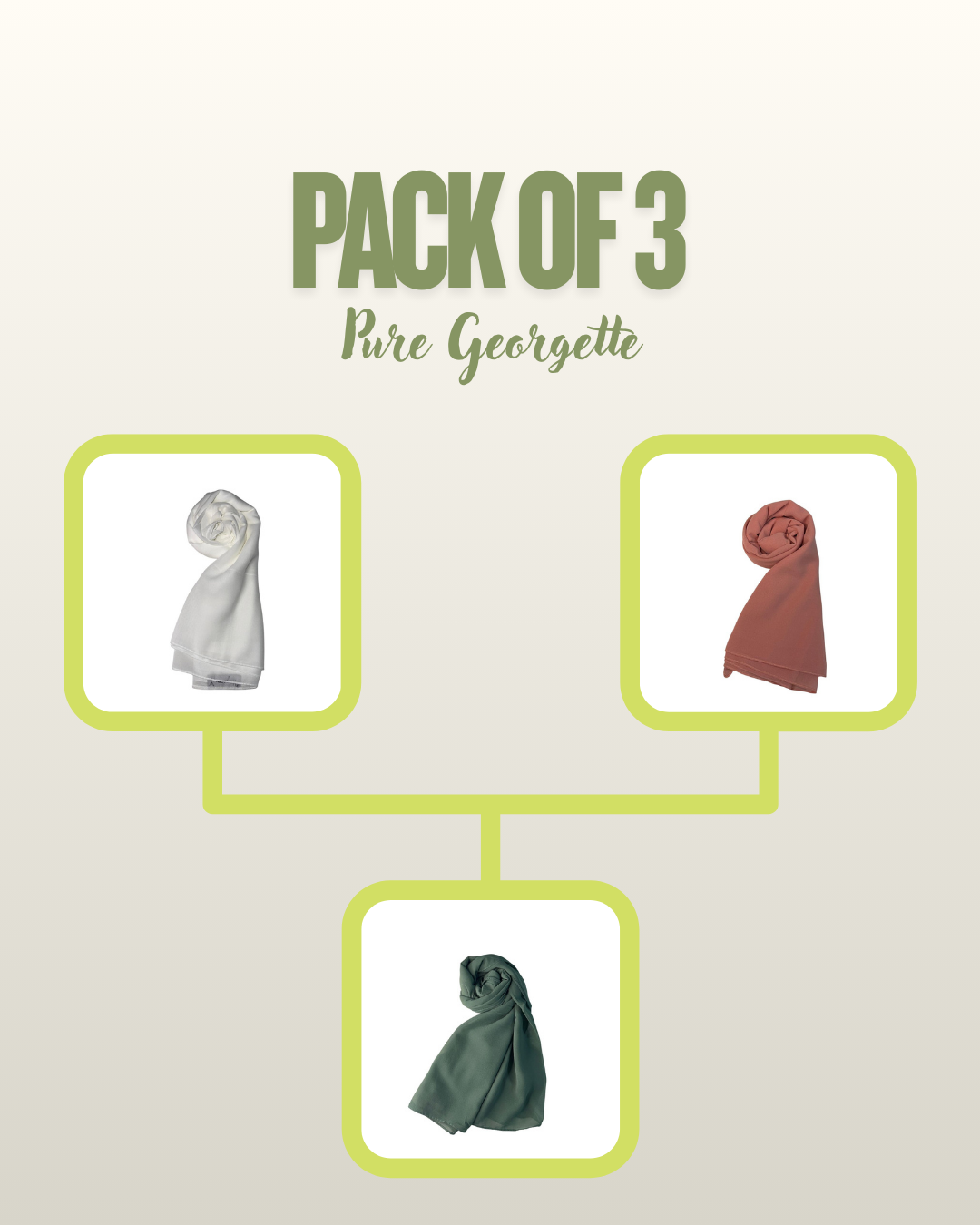 Pack of 3 Scarves (Sage Green, White, and Pink)