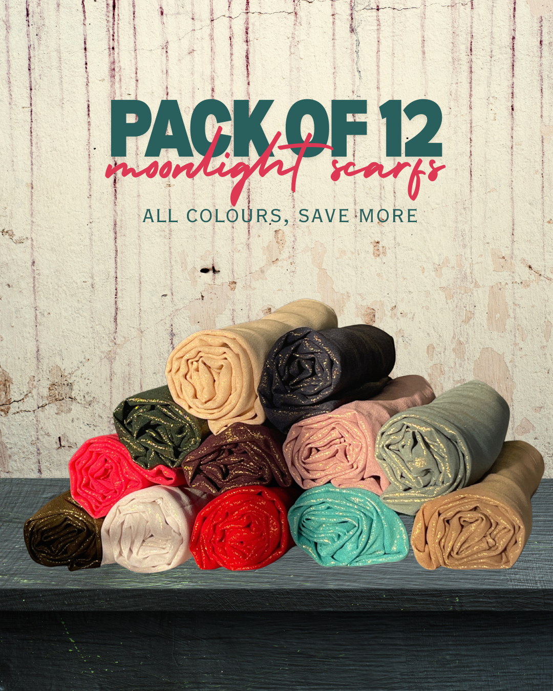Pack of 12 Premium Moonlight Scarves – Bright & Neutral Shades for Every Outfit