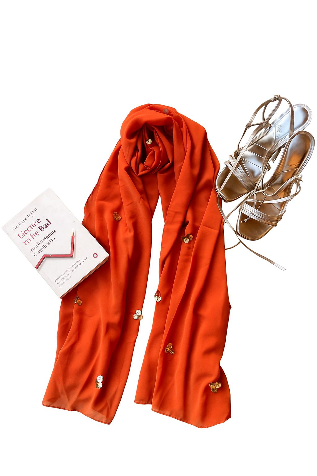 Rust Georgette Scarf with Subtle Golden Embellishments – Elegant Luxury Wrap