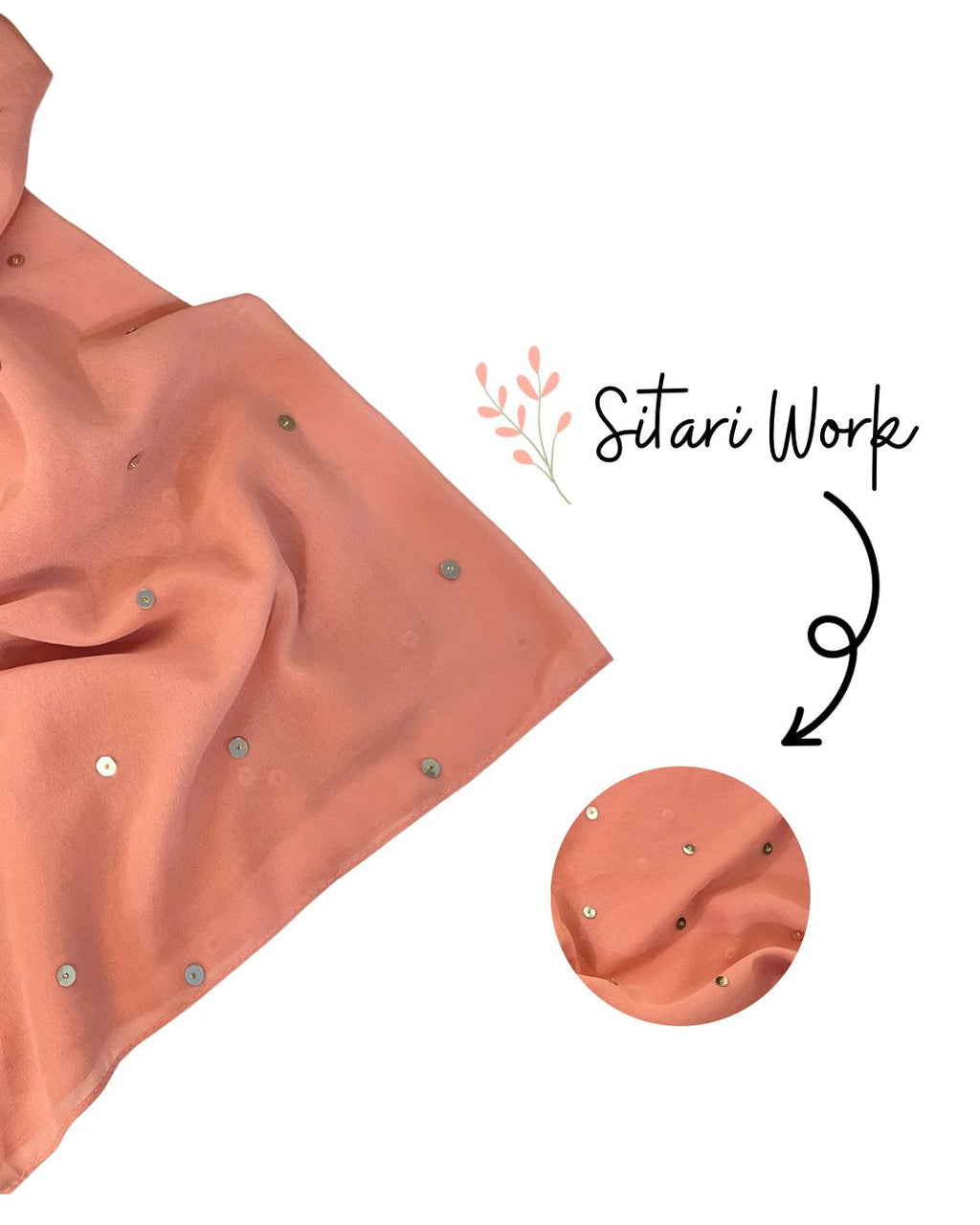 Pink Scarf with All-Over Golden Sitara Embellishments