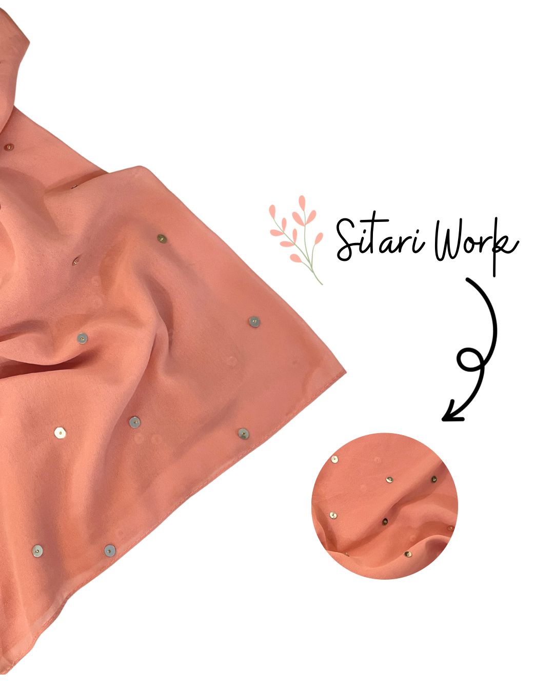 Pink Scarf with All-Over Golden Sitara Embellishments