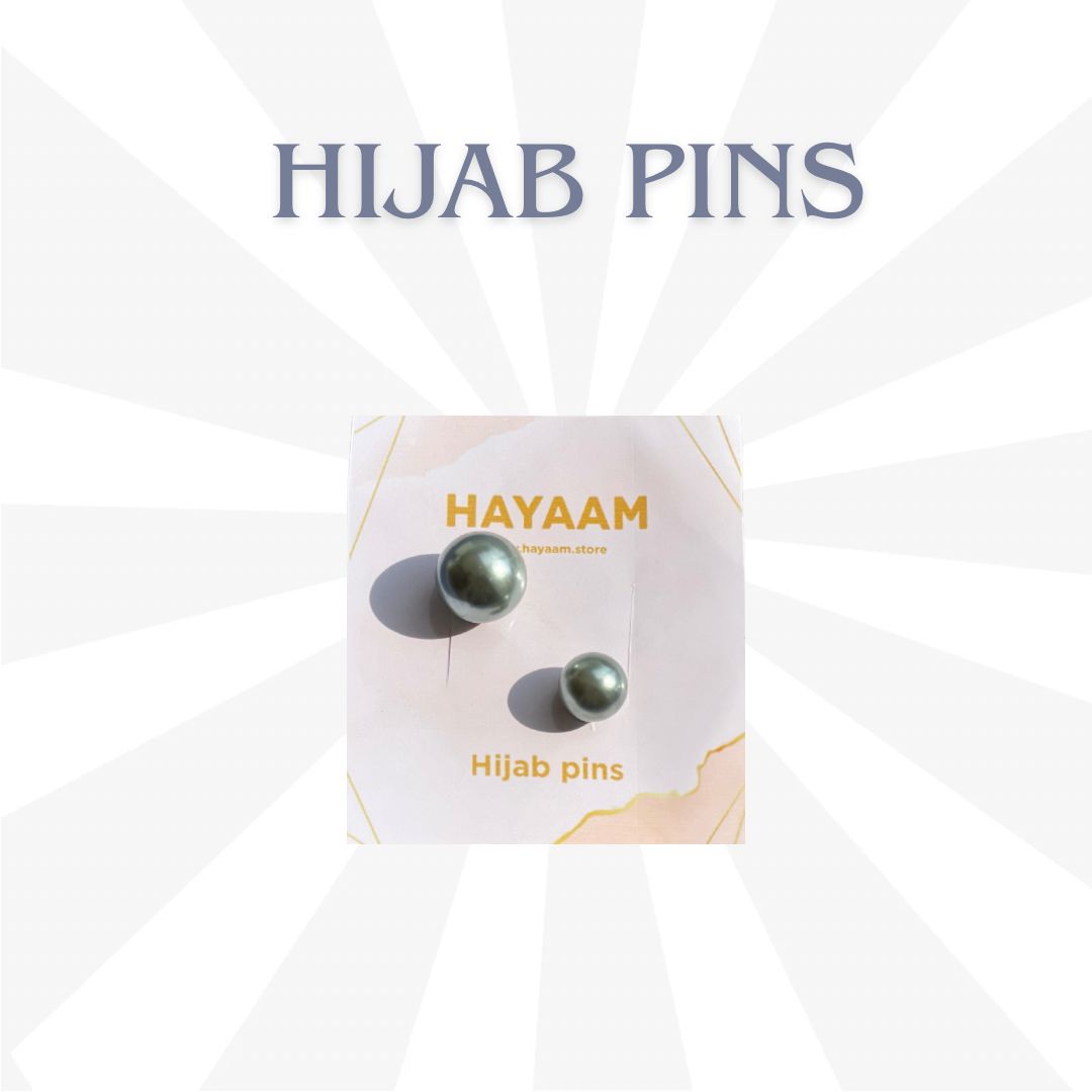 Grey Hijab Pins with Double Pearl Charm