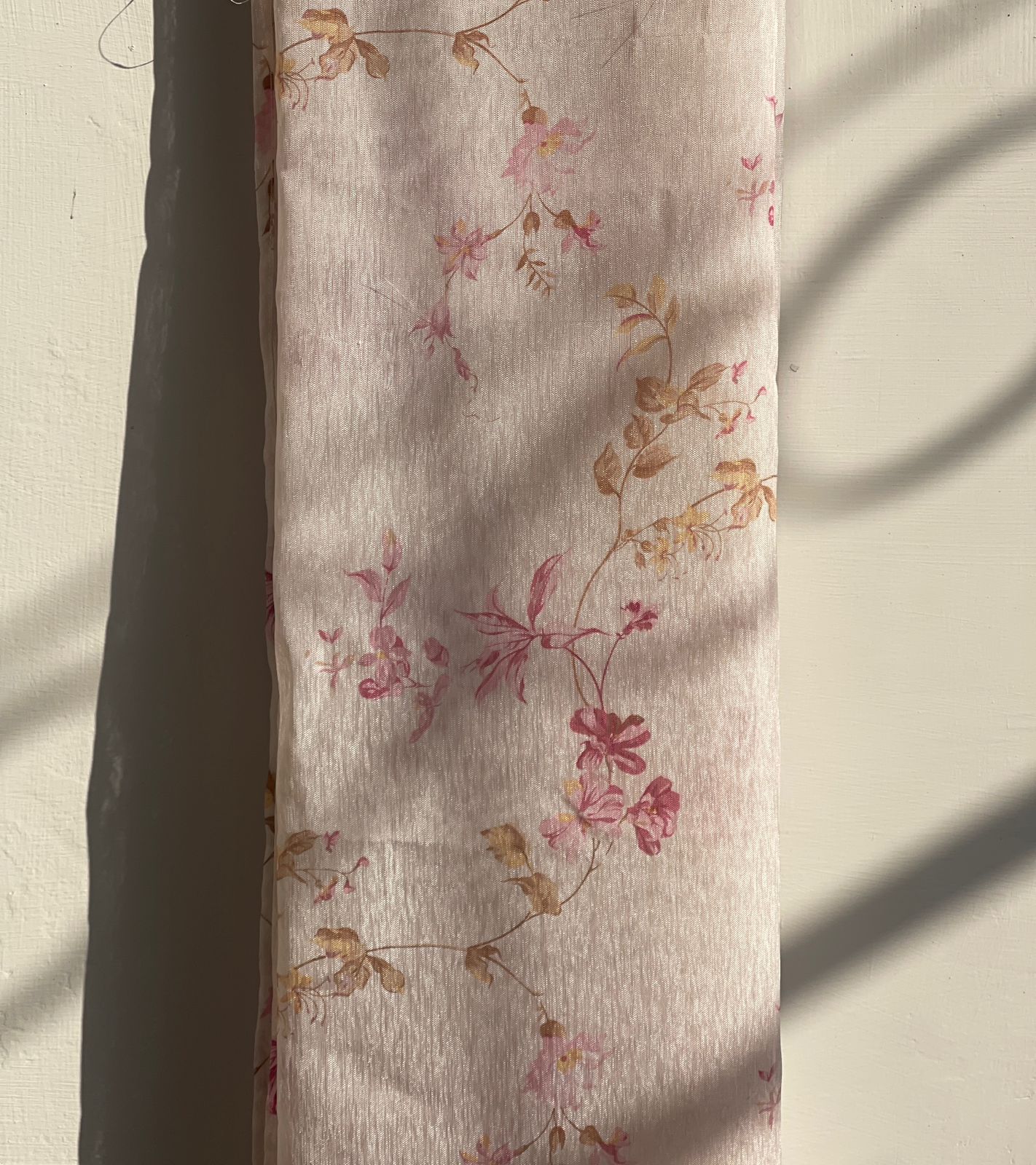 Pink Petals on Off-White Cotton Scarf – Floral Printed Wrap by Hayaam