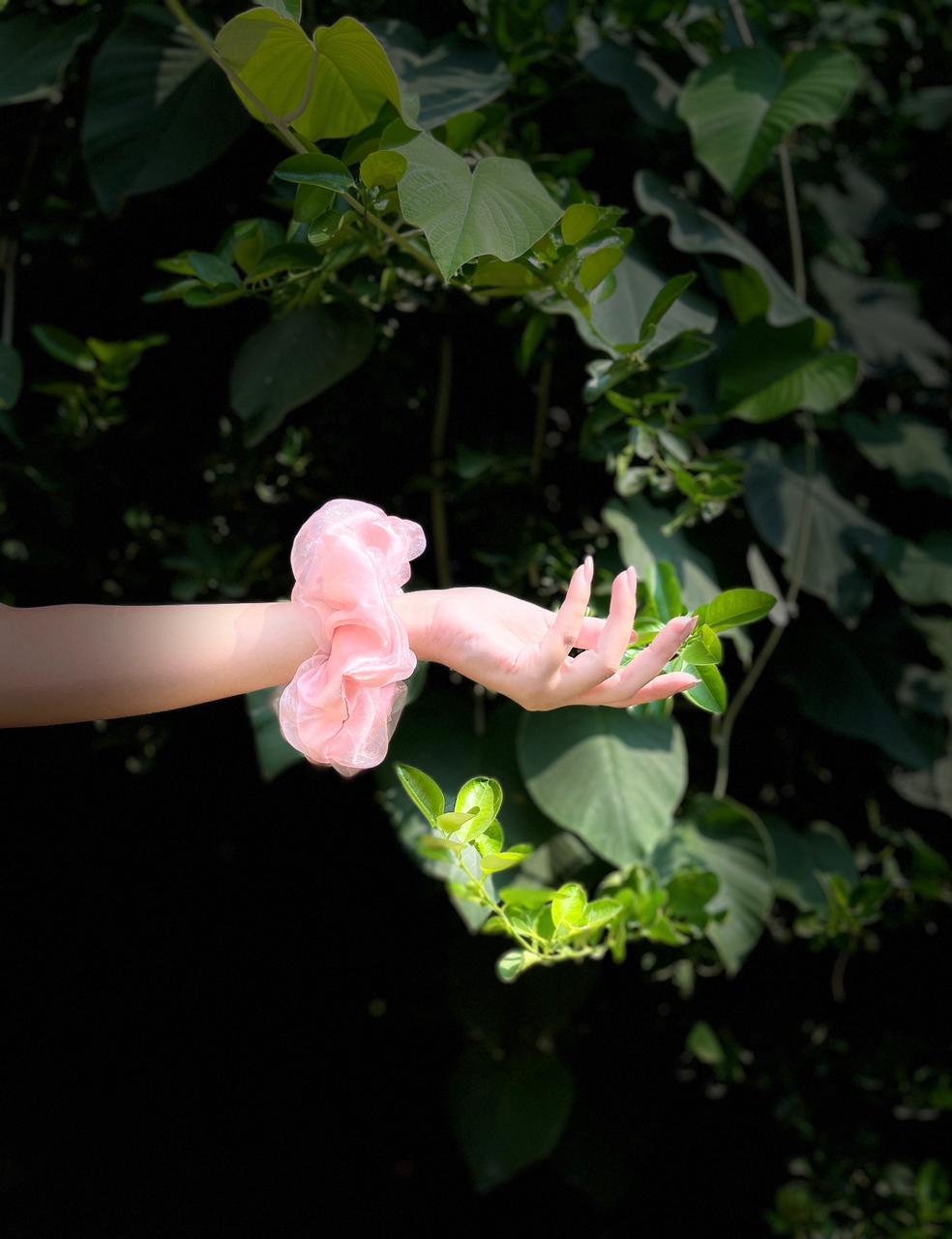 Double Scrunchie – Pink | Silk & Organza Layers