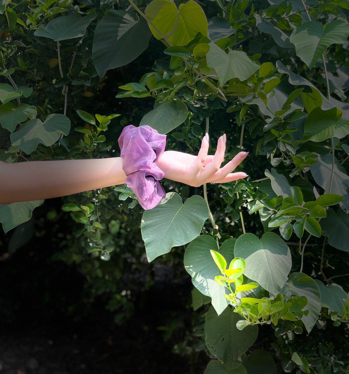 Double Scrunchie – Purple | Silk & Organza Layers