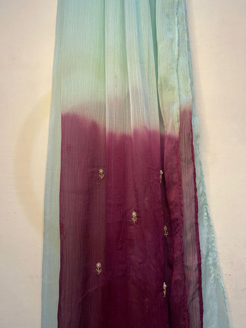 Tie & Dye plum Purple & Sky Blue Chiffon Scarf