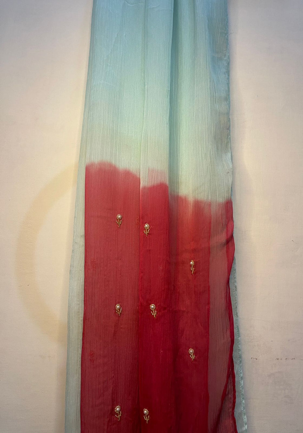 Tie & Dye Scarf  Shocking Pink & Sky Blue - Premium Chiffon Hijab