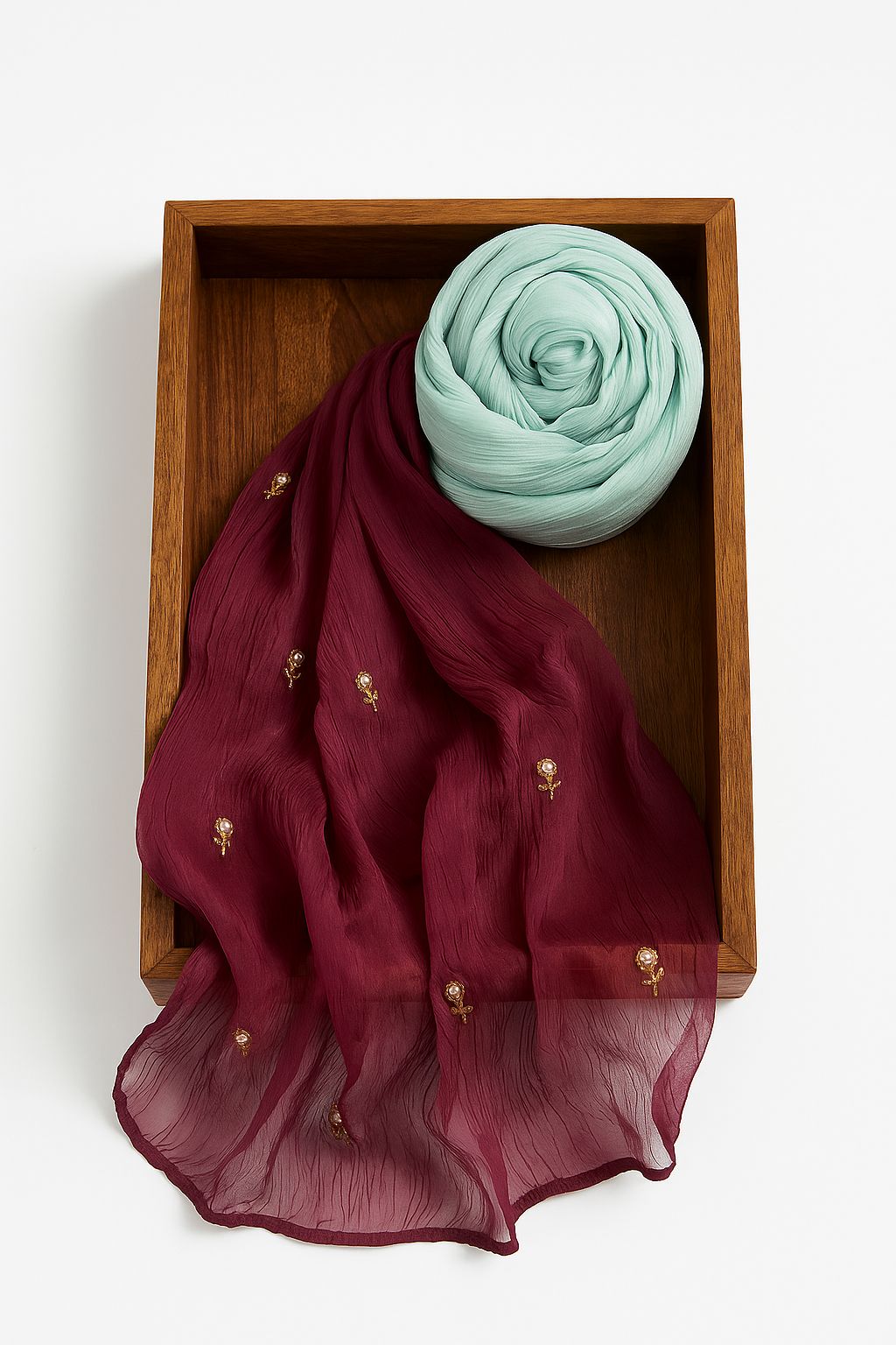 Tie & Dye plum Purple & Sky Blue Chiffon Scarf